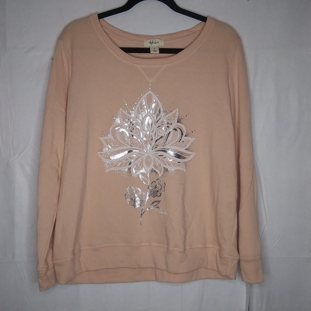 Style and Co embellished sweatshirt blush Size S